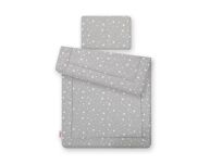 Komplet pościeli dla niemowląt z wypełnieniem 2-cz 75x100cm NEWBORN - mini gwiazdki białe na szarym - 2