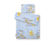 Komplet pościeli dla niemowląt z wypełnieniem 2-cz 75x100cm NEWBORN - misie w chmurkach niebieskie - 2