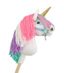 Hobby Horse Jednorożec na kiju mały biały z kolorową grzywą i złotym rogiem - 2