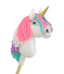 Hobby Horse Jednorożec na kiju mały biały z kolorową grzywą i złotym rogiem - 4