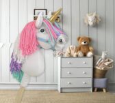 Hobby Horse Jednorożec na kiju mały biały z kolorową grzywą i złotym rogiem - 8