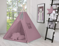 Namiot TIPI dla dzieci + mata + poduszki + zawieszki pióra - róż retro - 4
