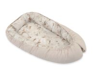 Kokon niemowlęcy dwustronny kojec otulacz Premium BOBONO- Peonies beige/ kamienna szarość - 3