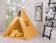 Namiot TIPI dla dzieci +mata + zawieszki pióra - musztardowy - 4
