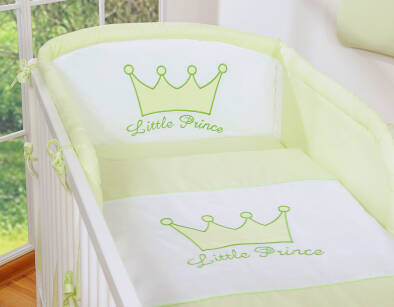Uniwersalny ochraniacz BOBONO do łóżeczka - Little Prince/Princess zielony