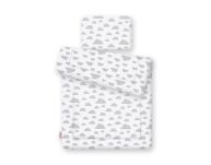 Komplet pościeli dla niemowląt z wypełnieniem 2-cz 75x100cm NEWBORN - chmurki szare - 2