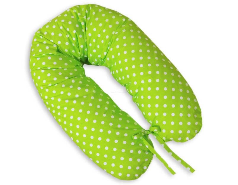 Zapasowa poszewka na poduszkę BOBONO Longer- serduszka biełe grochy na zielonym