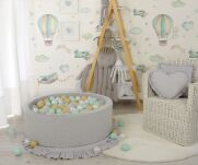 Suchy basen minky H-30 cm z piłkami 200szt.- jasnoszary - 2