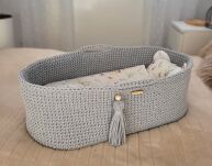 Kosz Mojżesza BOHO Handmade ze stojakiem - szary - 4