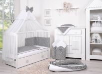 Dwustronna pościel dla dzieci 2-częściowa bawełniana - mini gwiazdki białe na szarym/biały - 3